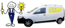 Firmenauto mit Elektriker-Figur